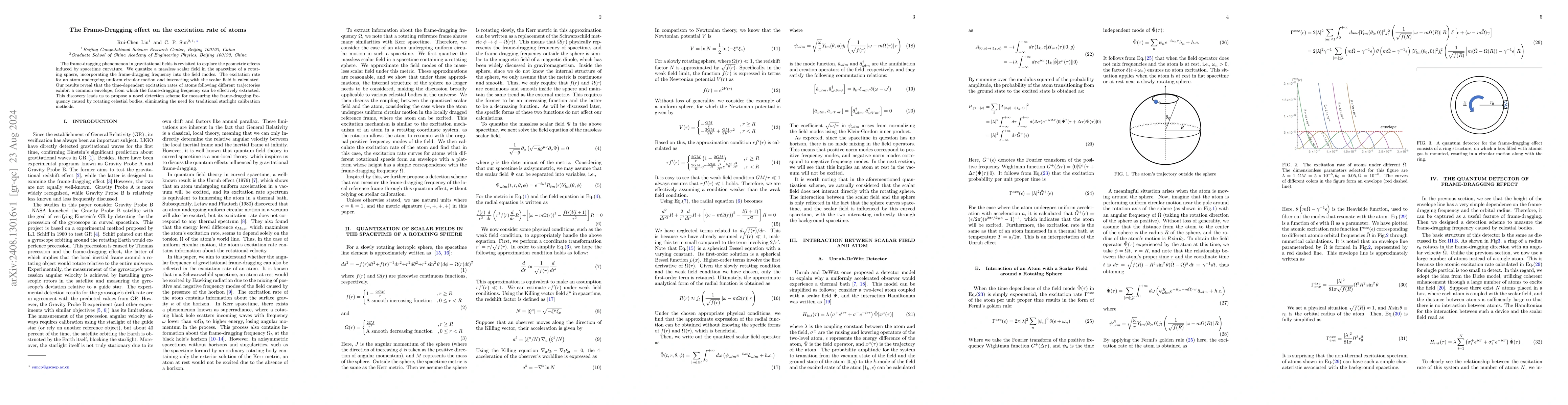 Thumbnail for The Frame-Dragging effect on the excitation rate of atoms