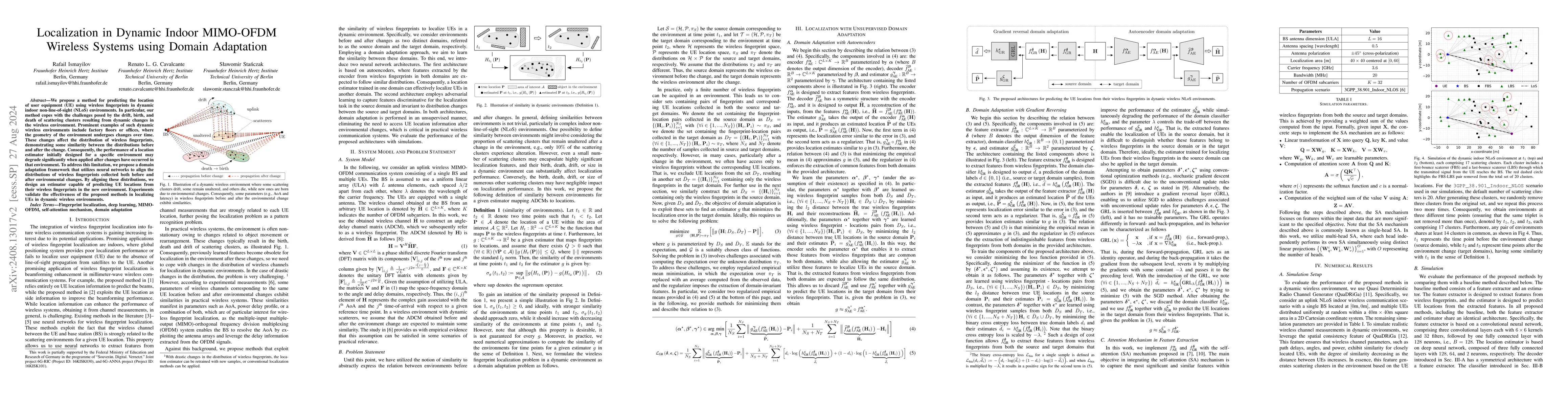 Thumbnail for Localization in Dynamic Indoor MIMO-OFDM Wireless Systems using Domain
  Adaptation
