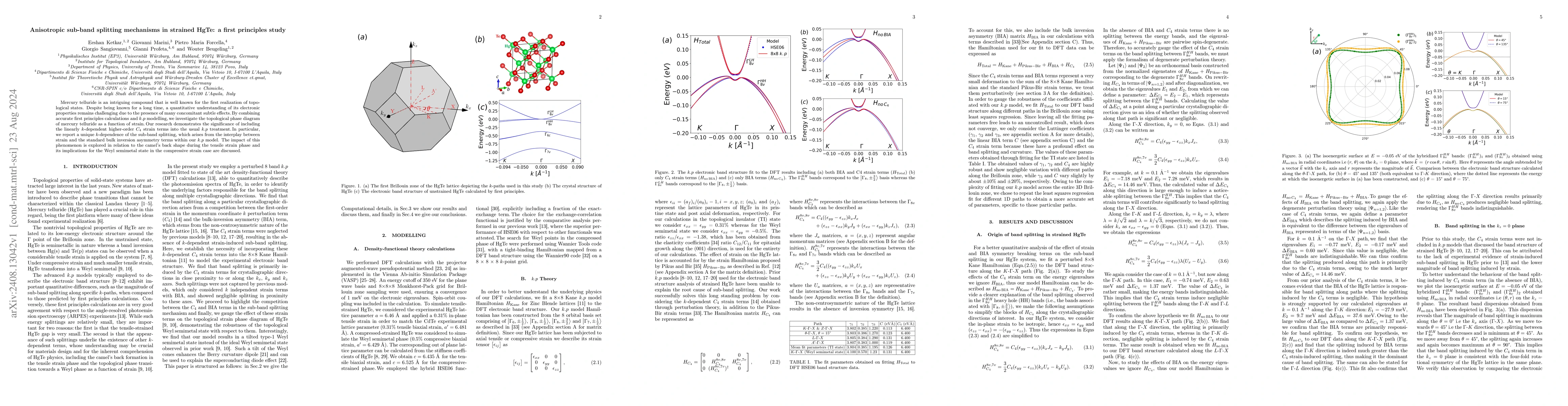 Thumbnail for Anisotropic sub-band splitting mechanisms in strained HgTe: a first
  principles study