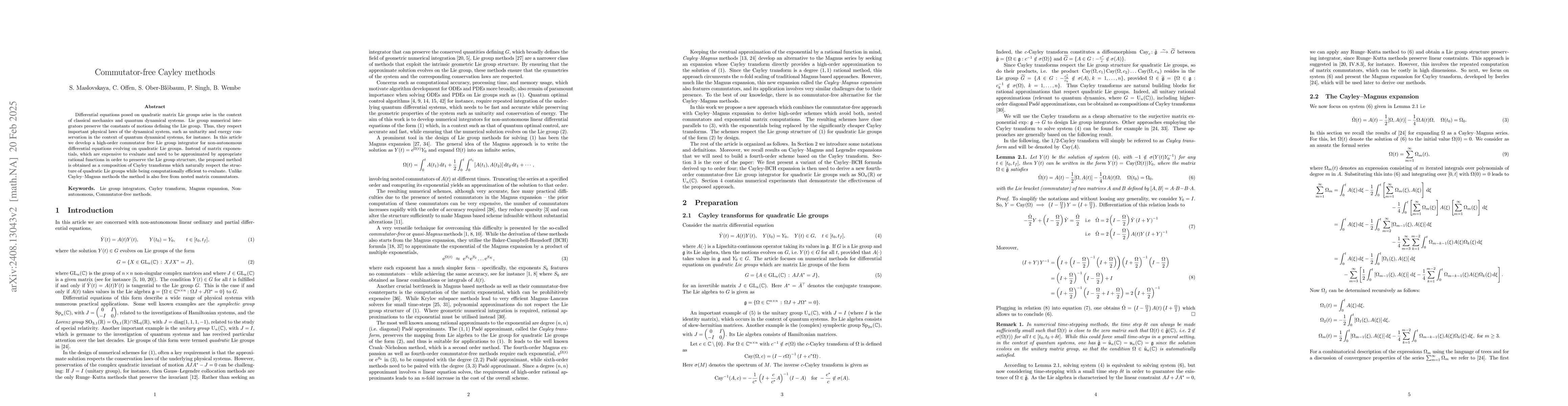 Thumbnail for Commutator-free Cayley methods
