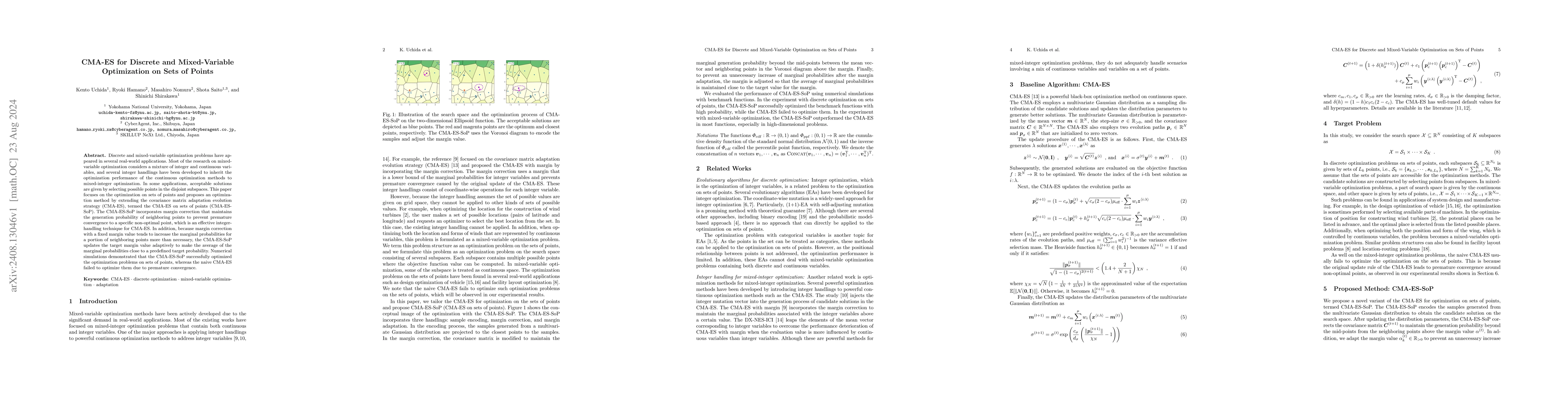 Thumbnail for CMA-ES for Discrete and Mixed-Variable Optimization on Sets of Points