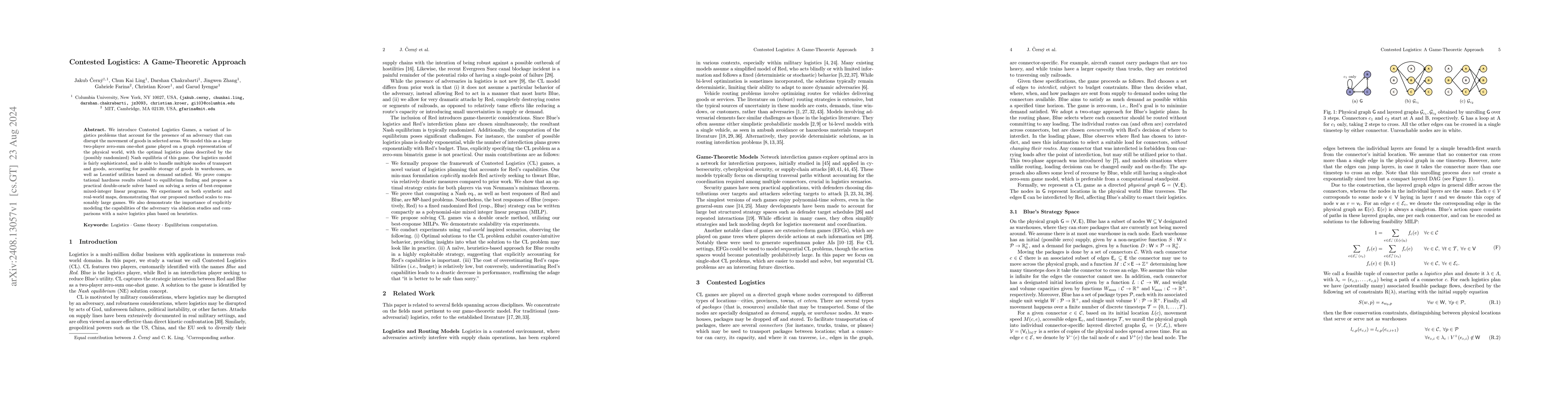 Thumbnail for Contested Logistics: A Game-Theoretic Approach