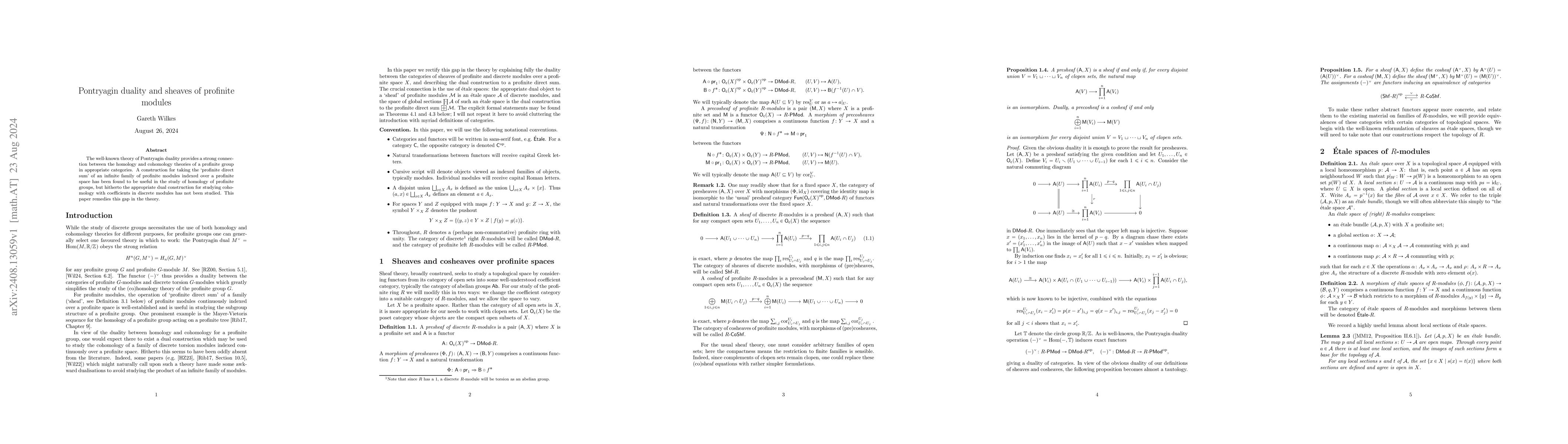 Thumbnail for Pontryagin duality and sheaves of profinite modules