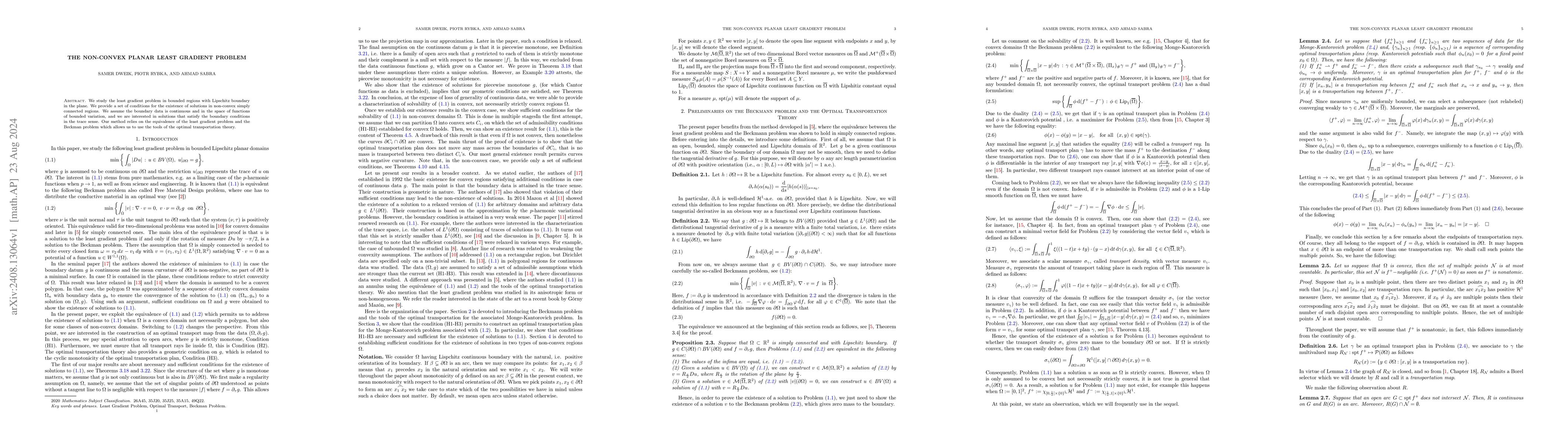Thumbnail for The non-convex planar Least Gradient Problem
