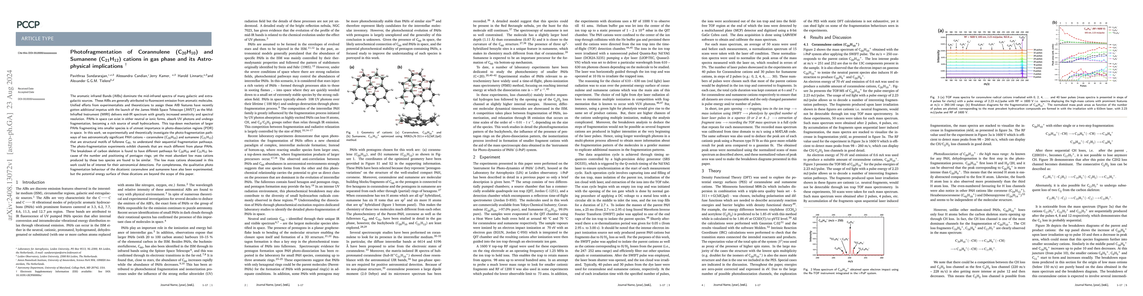 Thumbnail for Photofragmentation of Corannulene (C20H10) and Sumanene (C21H12) cations
  in gas phase and its Astrophysical implications