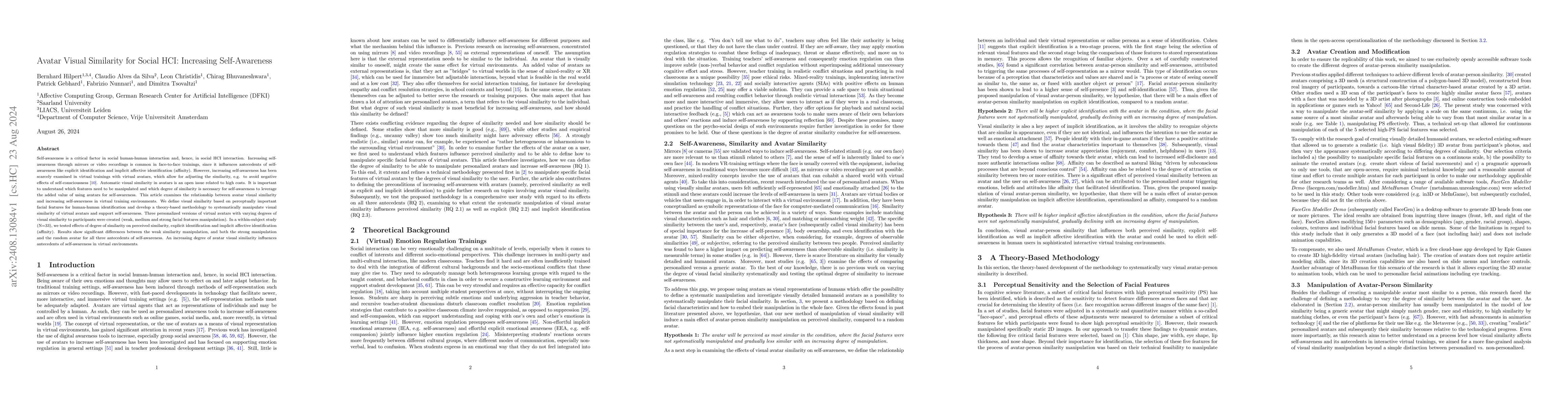Thumbnail for Avatar Visual Similarity for Social HCI: Increasing Self-Awareness