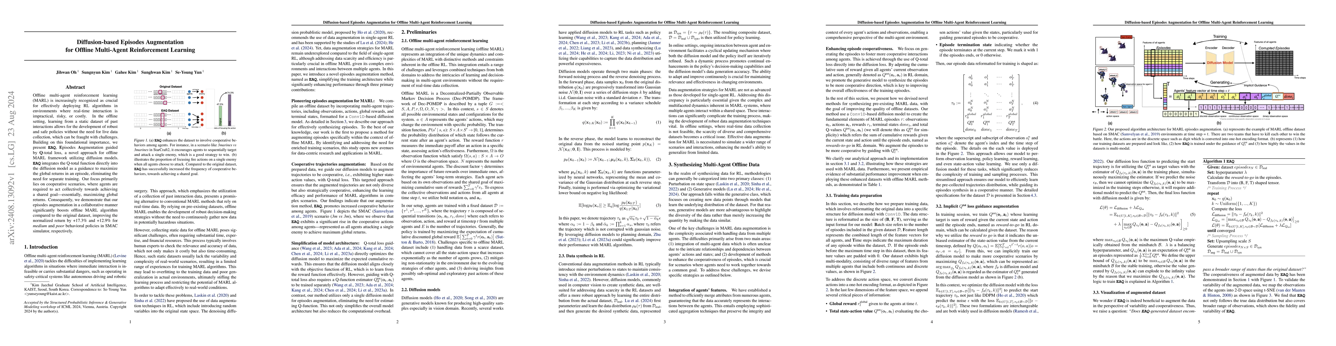 Thumbnail for Diffusion-based Episodes Augmentation for Offline Multi-Agent
  Reinforcement Learning