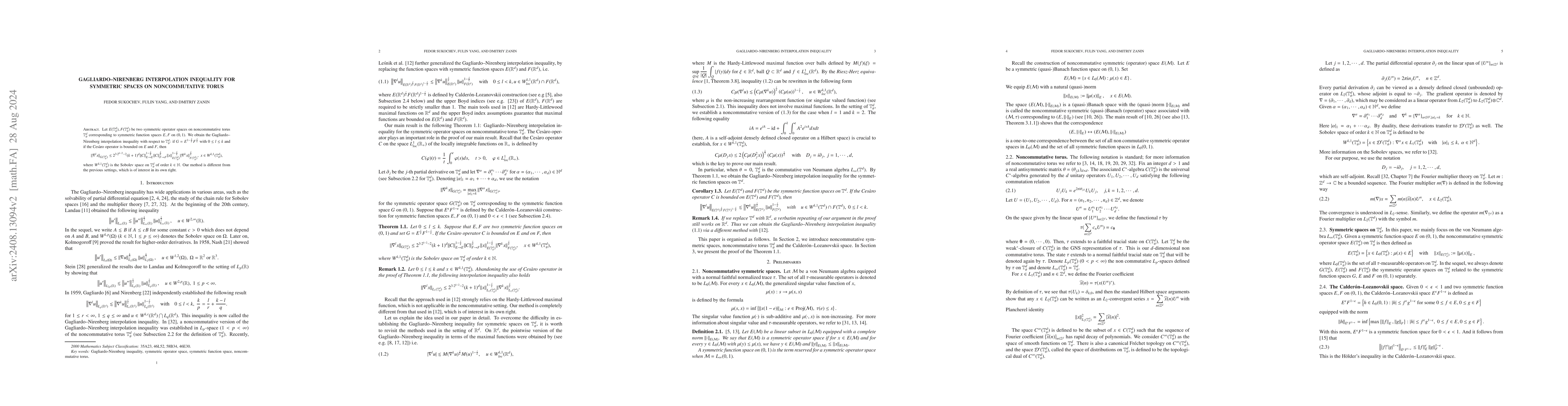 Thumbnail for Gagliardo-Nirenberg interpolation inequality for symmetric spaces on
  Noncommutative torus