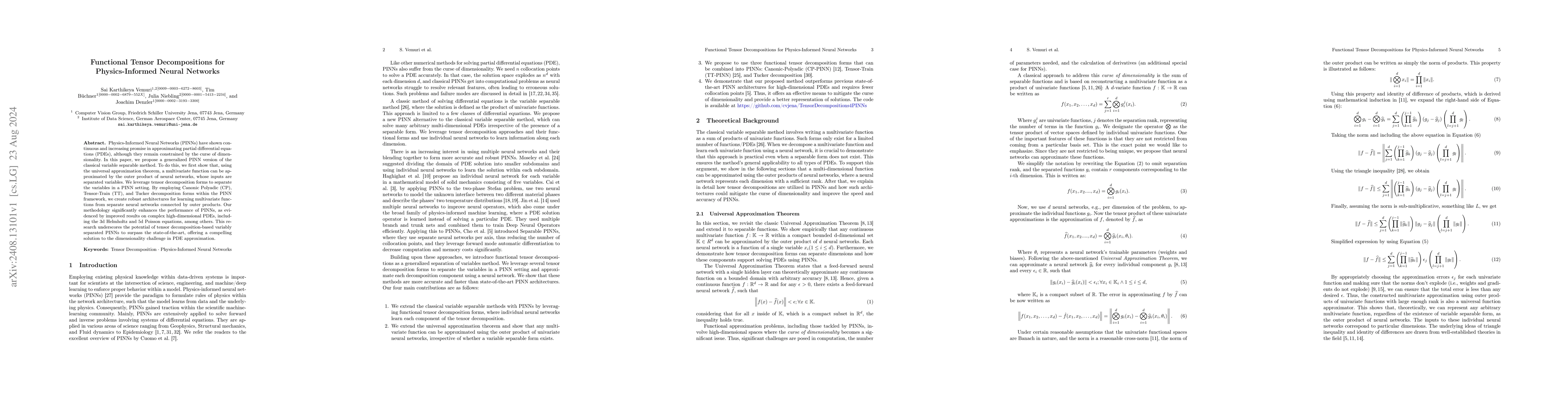 Thumbnail for Functional Tensor Decompositions for Physics-Informed Neural Networks