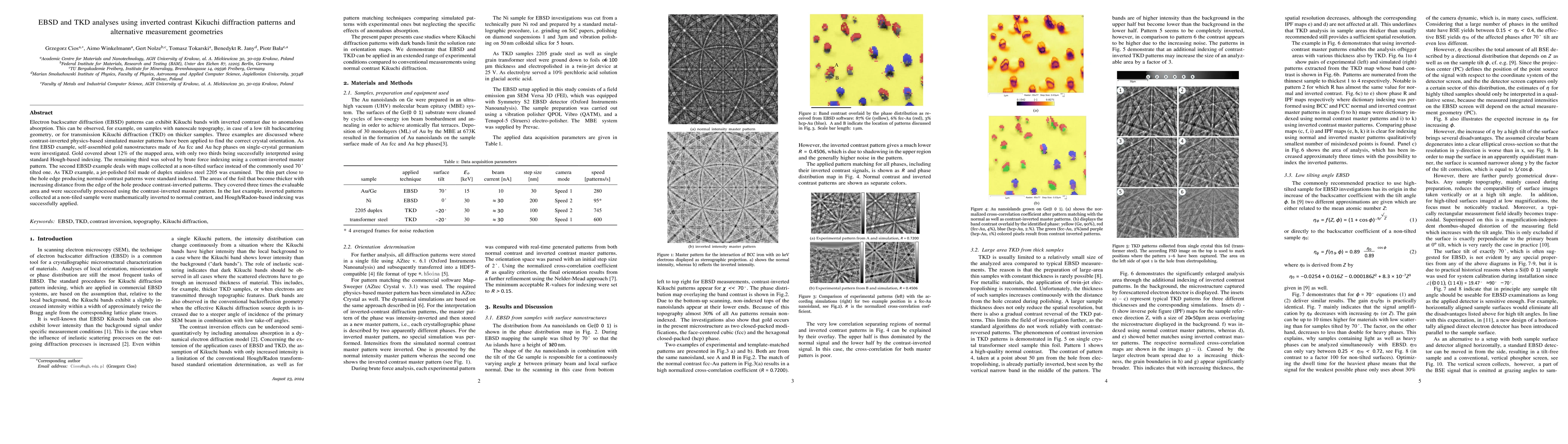 Thumbnail for EBSD and TKD analyses using inverted contrast Kikuchi diffraction
  patterns and alternative measurement geometries