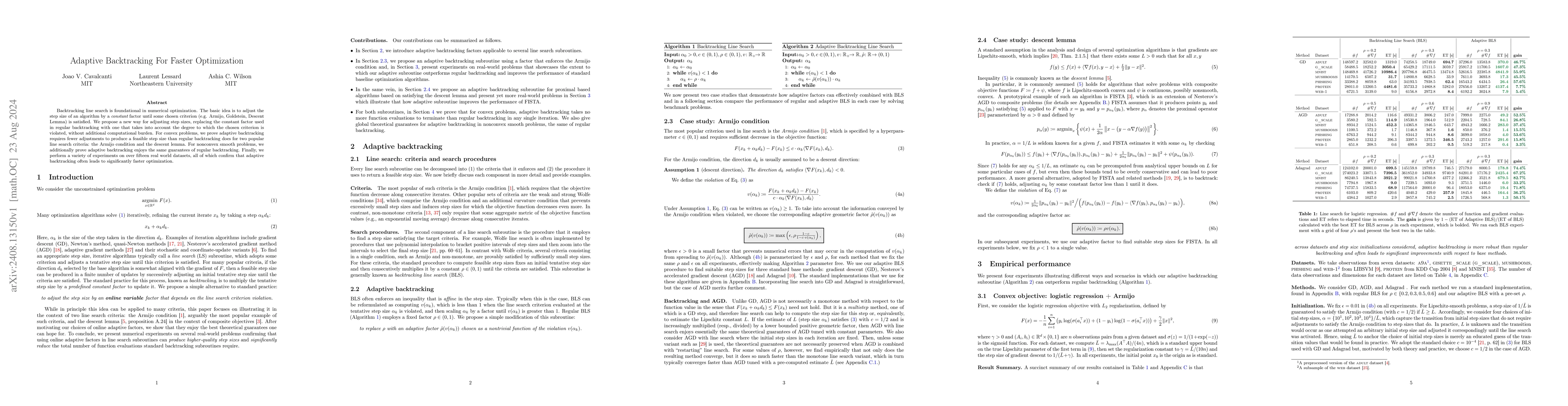 Thumbnail for Adaptive Backtracking For Faster Optimization