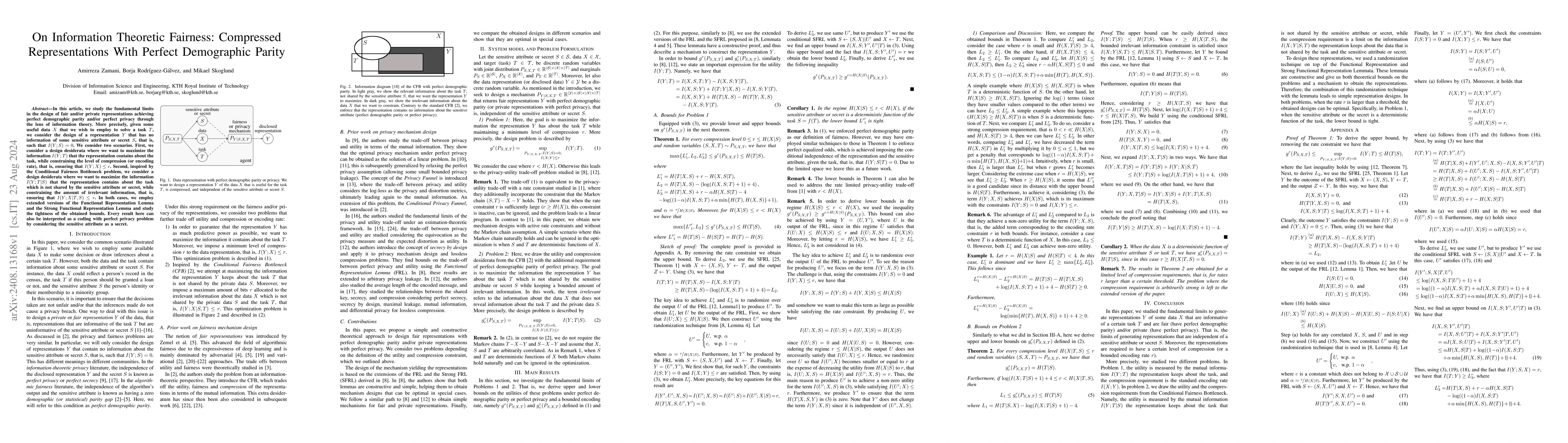 Thumbnail for On Information Theoretic Fairness: Compressed Representations With
  Perfect Demographic Parity