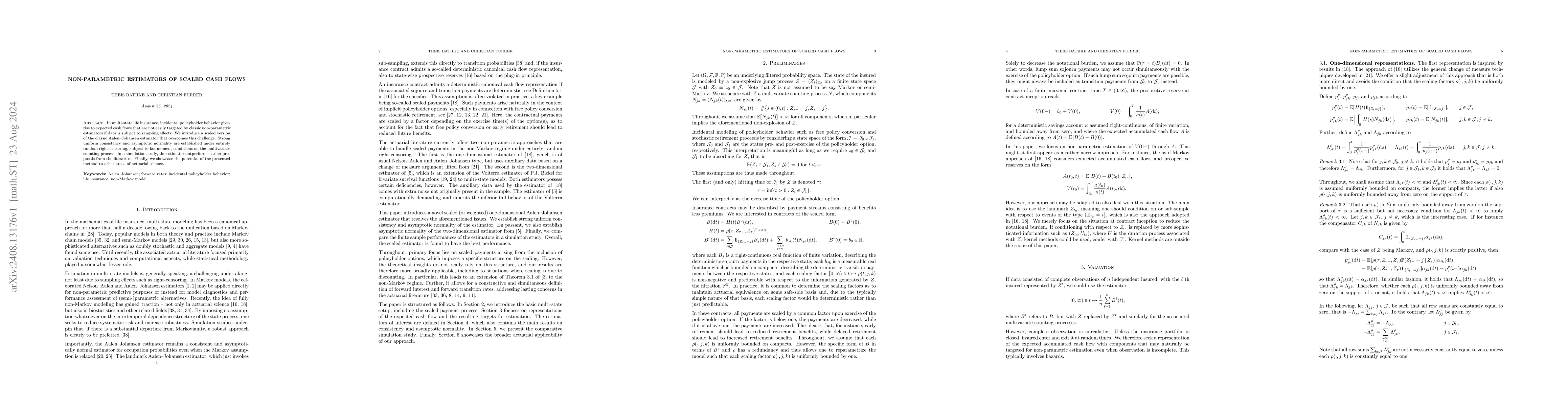 Thumbnail for Non-parametric estimators of scaled cash flows