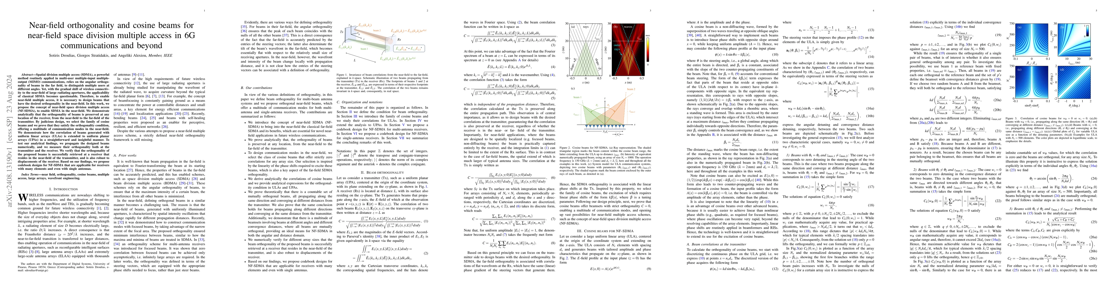 Thumbnail for Near-field orthogonality and cosine beams for near-field space division
  multiple access in 6G communications and beyond