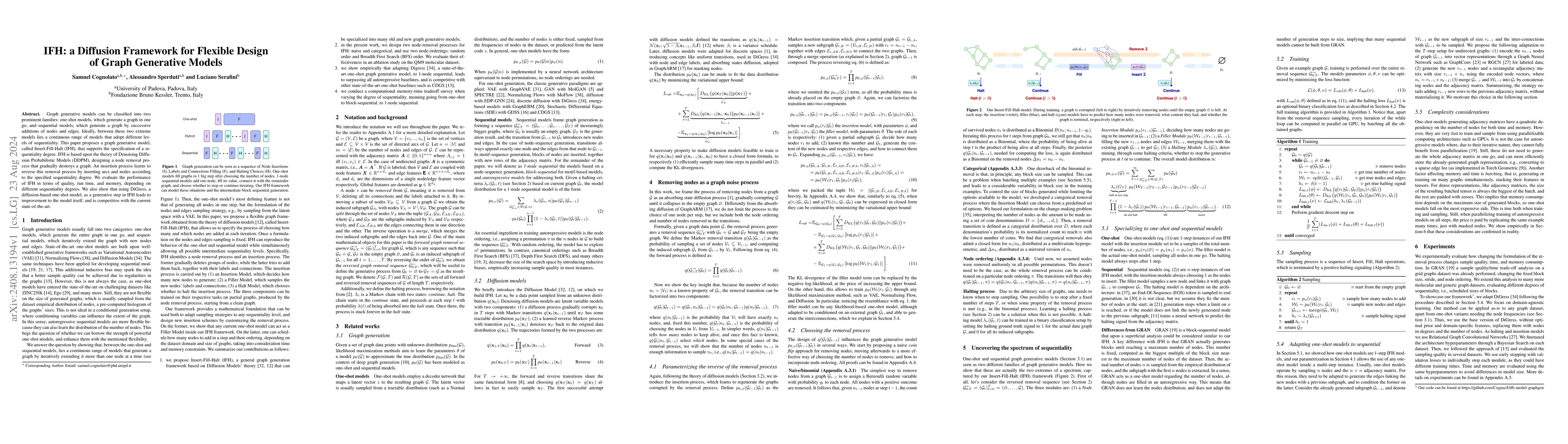 Thumbnail for IFH: a Diffusion Framework for Flexible Design of Graph Generative
  Models