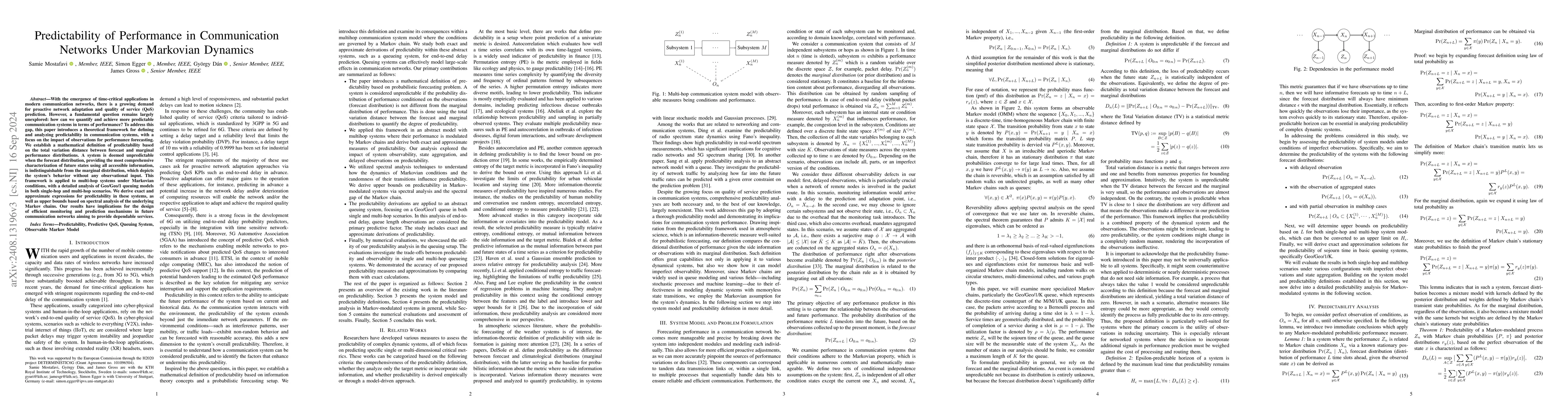 Thumbnail for Predictability of Performance in Communication Networks Under Markovian
  Dynamics