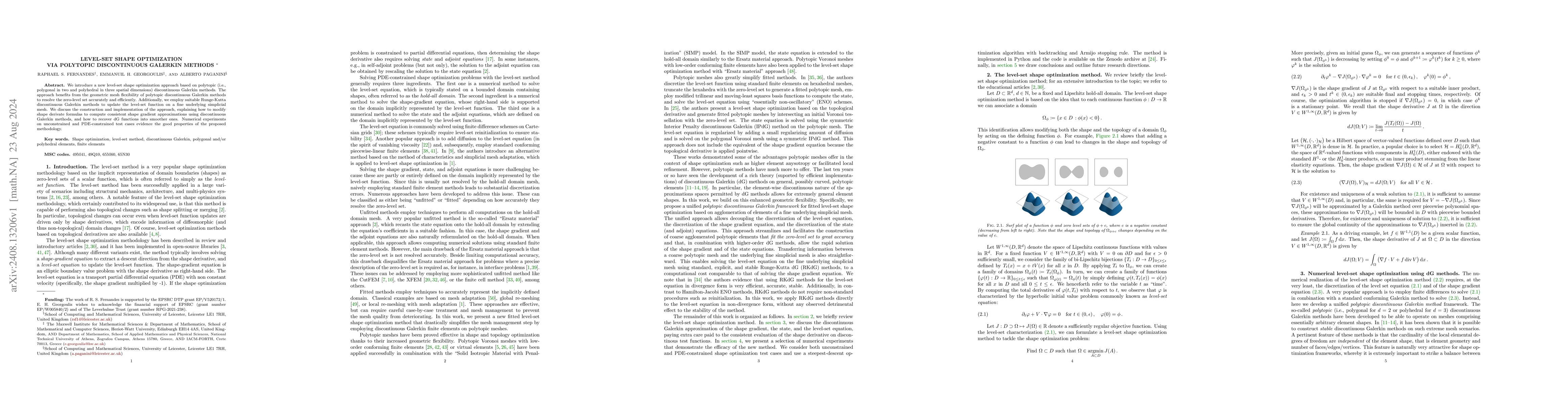 Thumbnail for Level-set shape optimization via polytopic discontinuous Galerkin
  methods