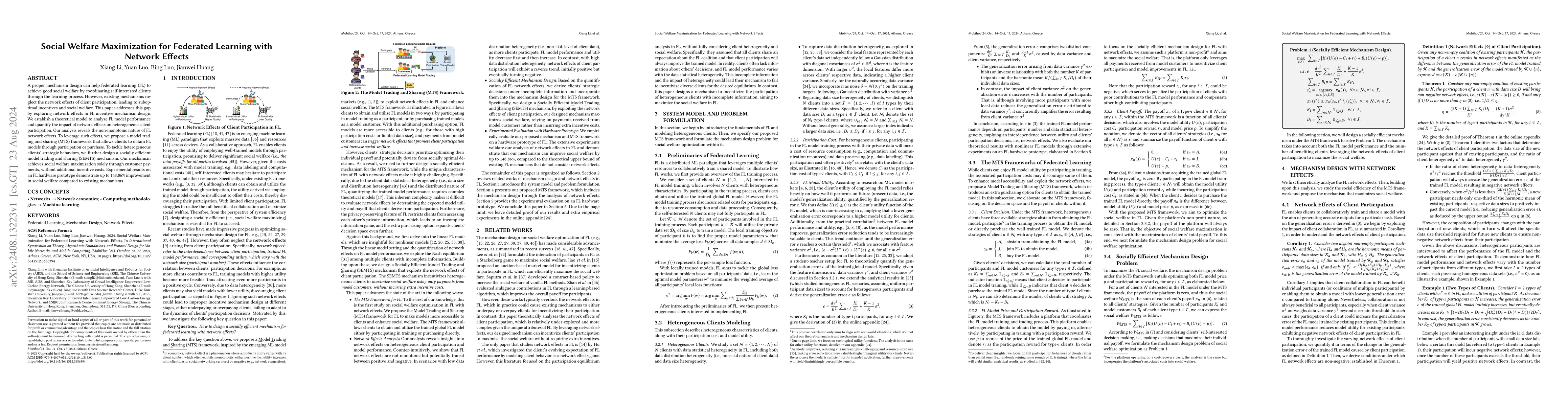 Thumbnail for Social Welfare Maximization for Federated Learning with Network Effects