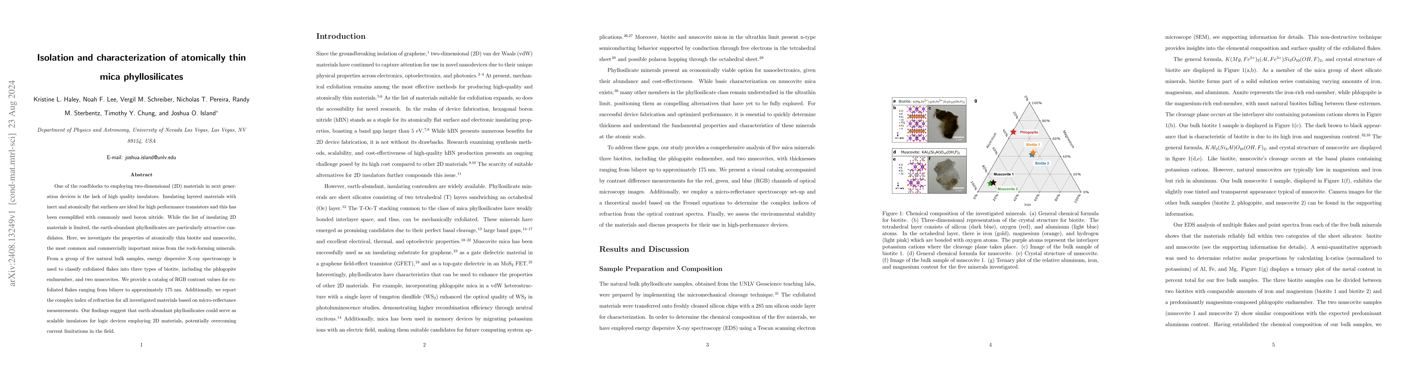 Thumbnail for Isolation and characterization of atomically thin mica phyllosilicates