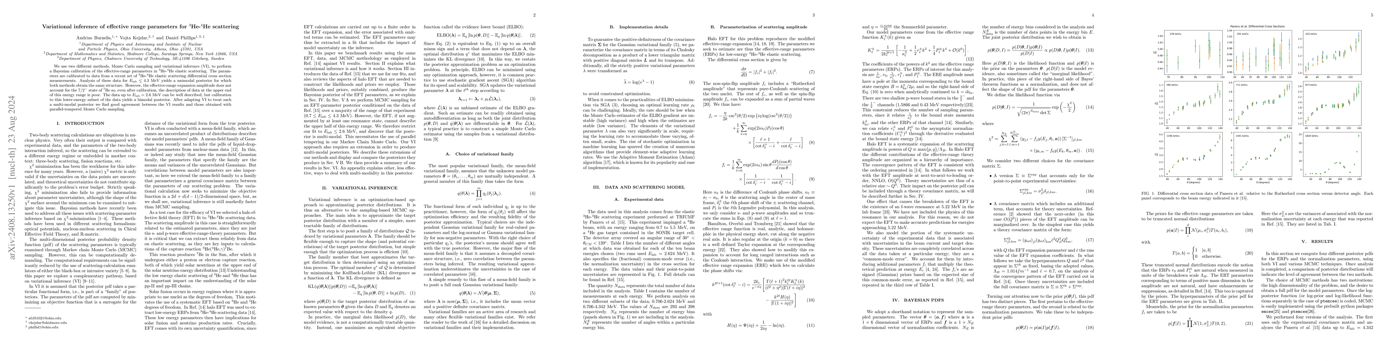 Thumbnail for Variational inference of effective range parameters for
  ${}^3$He-${}^4$He scattering