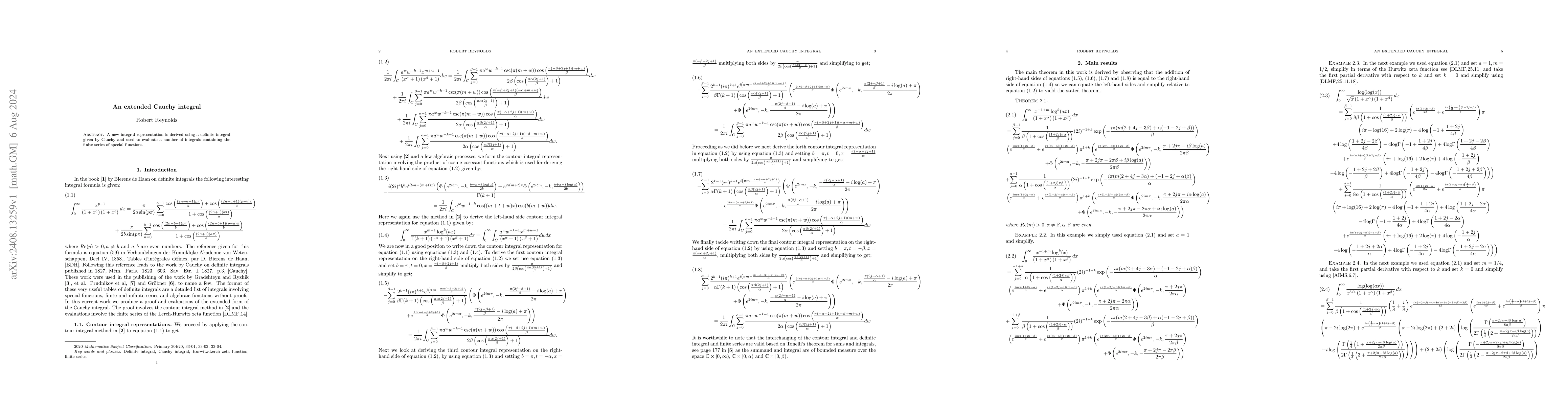 Thumbnail for An extended Cauchy integral