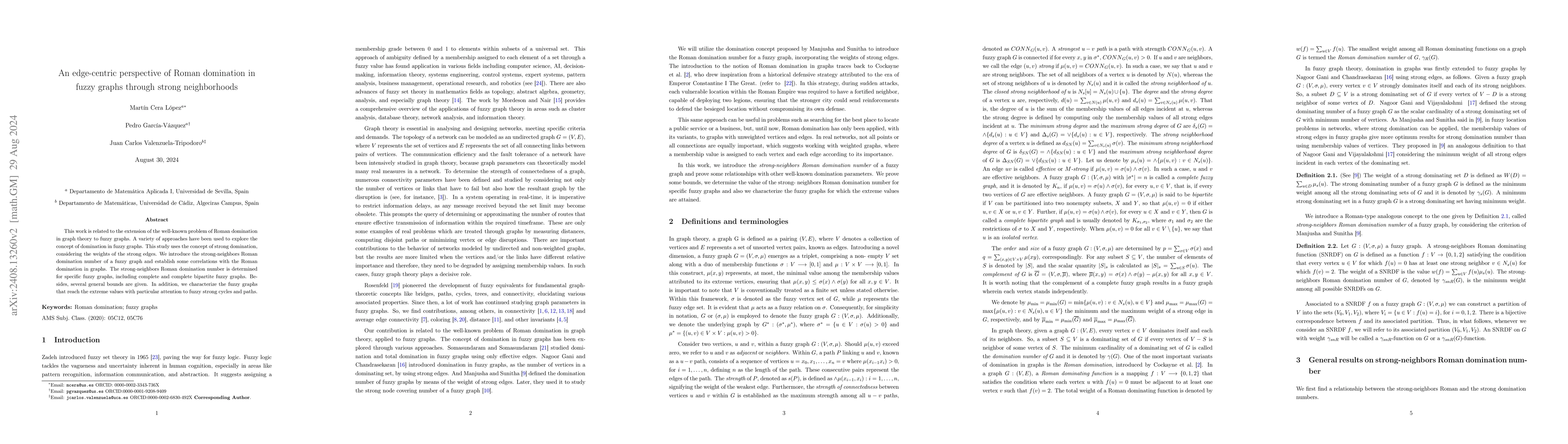 Thumbnail for An edge-centric perspective of Roman domination in fuzzy graphs through
  strong neighborhoods