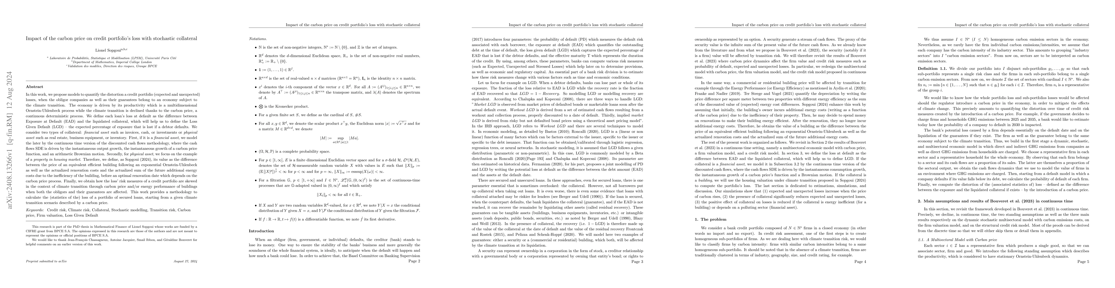 Thumbnail for Impact of Climate transition on Credit portfolio's loss with stochastic
  collateral
