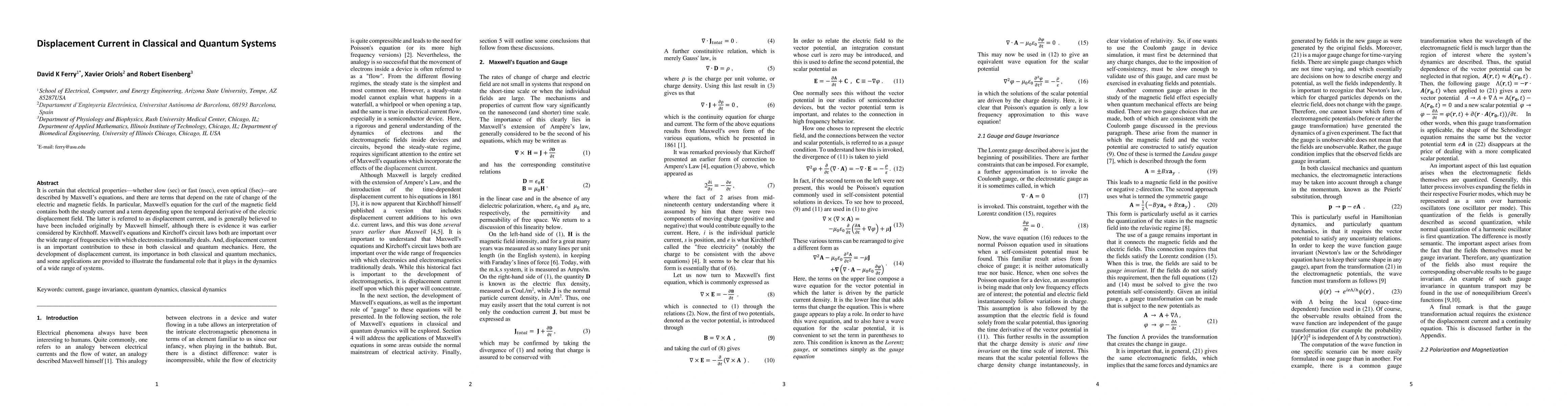 Thumbnail for Displacement Current in Classical and Quantum Systems