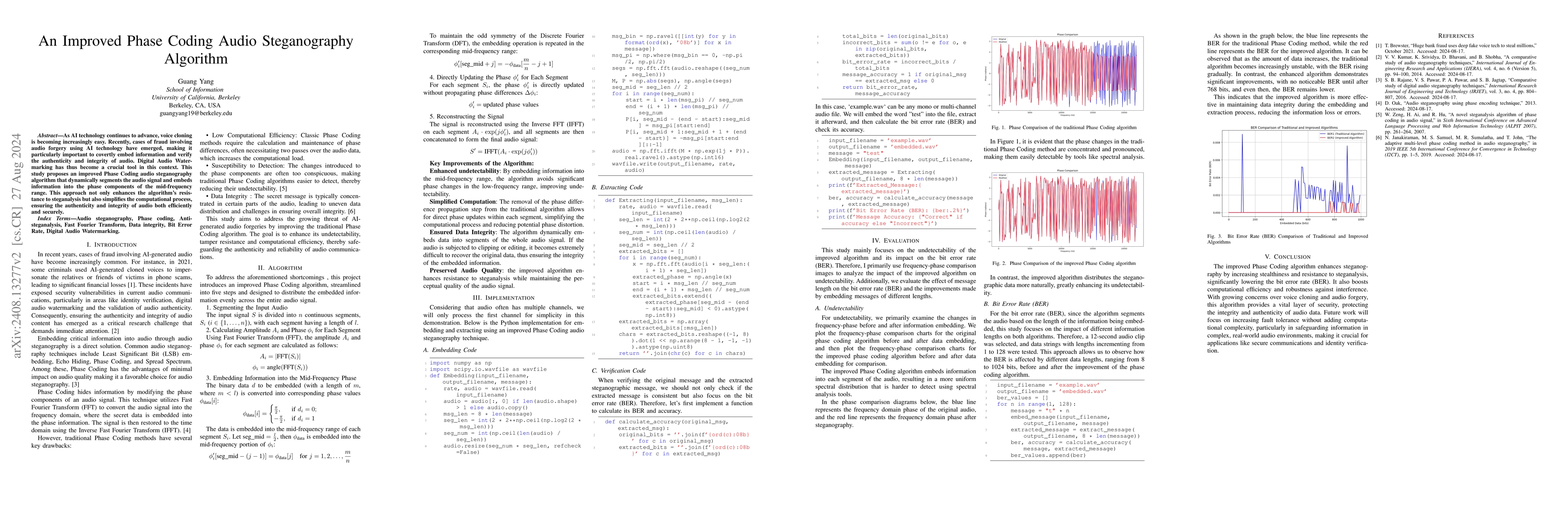 Thumbnail for An Improved Phase Coding Audio Steganography Algorithm