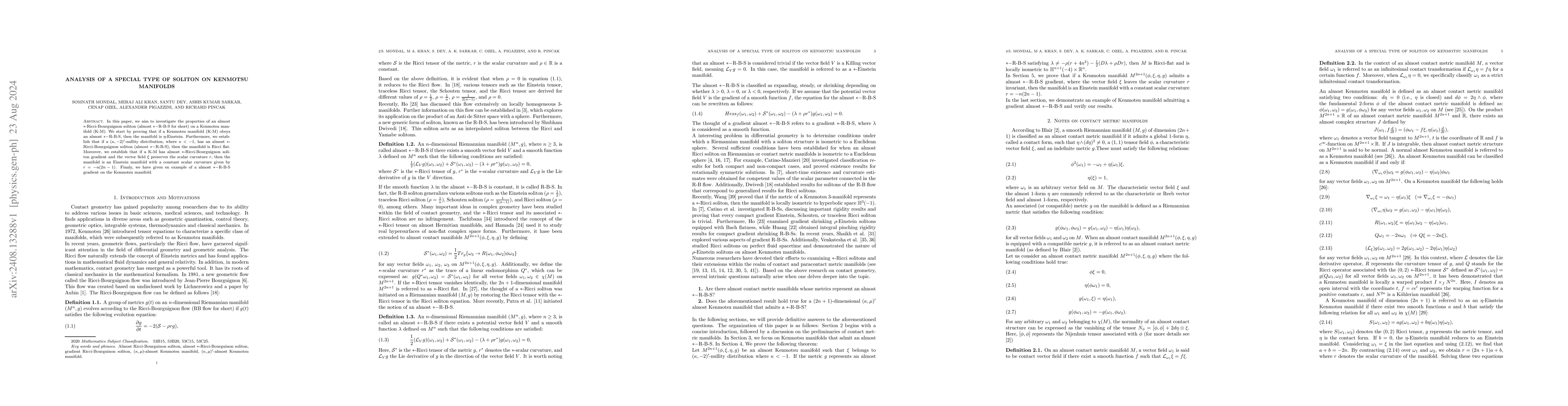 Thumbnail for Analysis of a special type of soliton on Kenmotsu manifolds