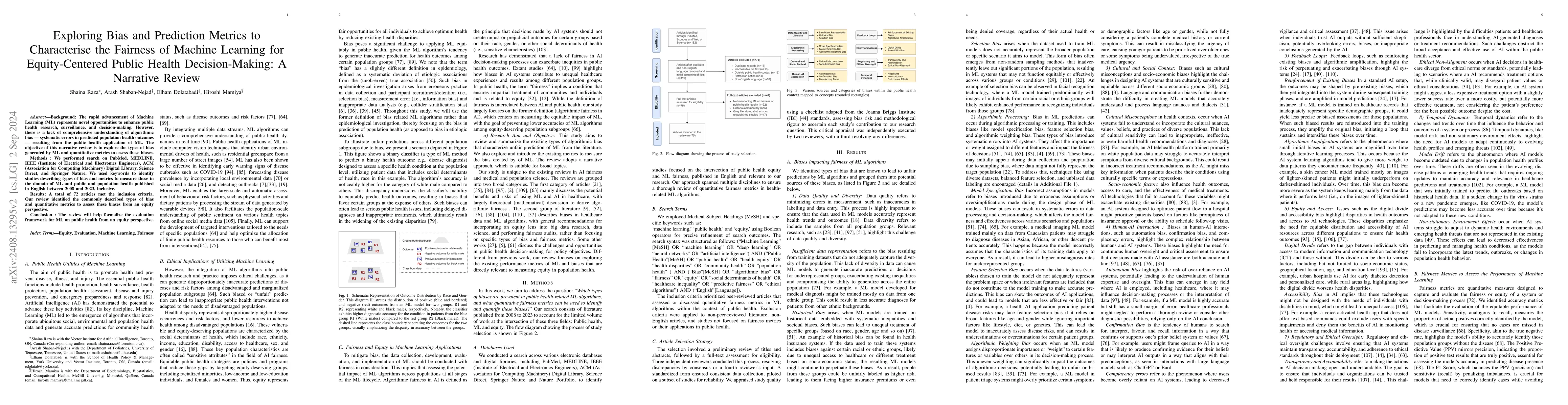 Thumbnail for Exploring Bias and Prediction Metrics to Characterise the Fairness of
  Machine Learning for Equity-Centered Public Health Decision-Making: A
  Narrative Review