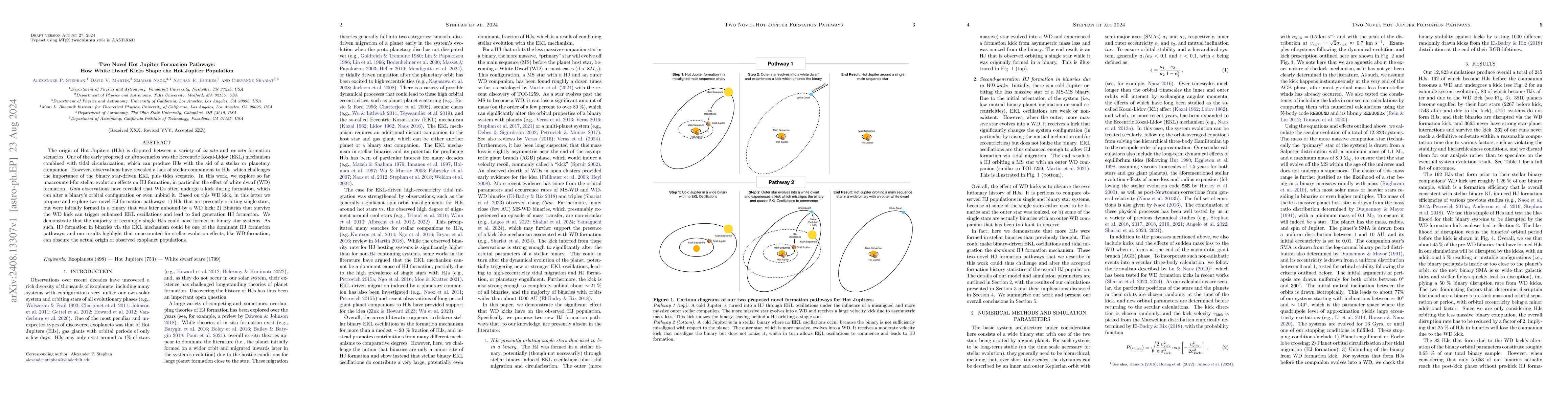 Thumbnail for Two Novel Hot Jupiter Formation Pathways: How White Dwarf Kicks Shape
  the Hot Jupiter Population