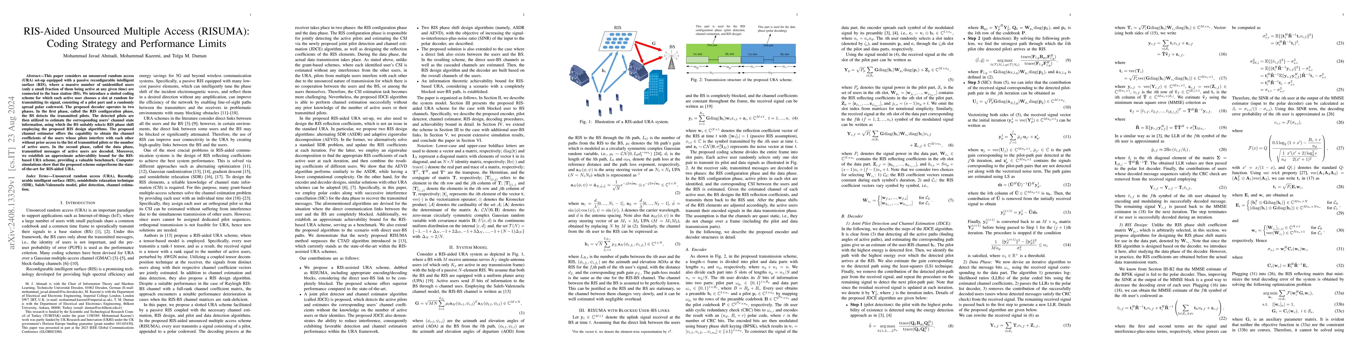 Thumbnail for RIS-Aided Unsourced Multiple Access (RISUMA): Coding Strategy and
  Performance Limits