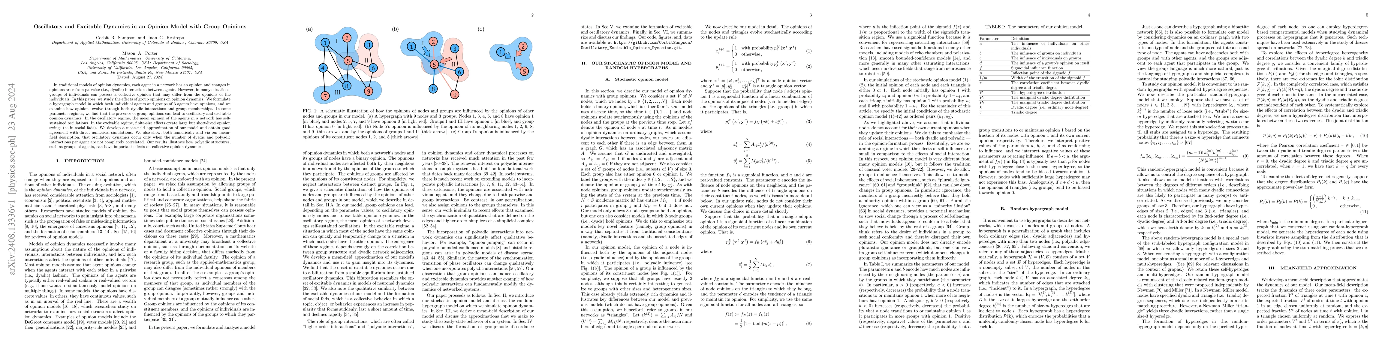 Thumbnail for Oscillatory and Excitable Dynamics in an Opinion Model with Group
  Opinions