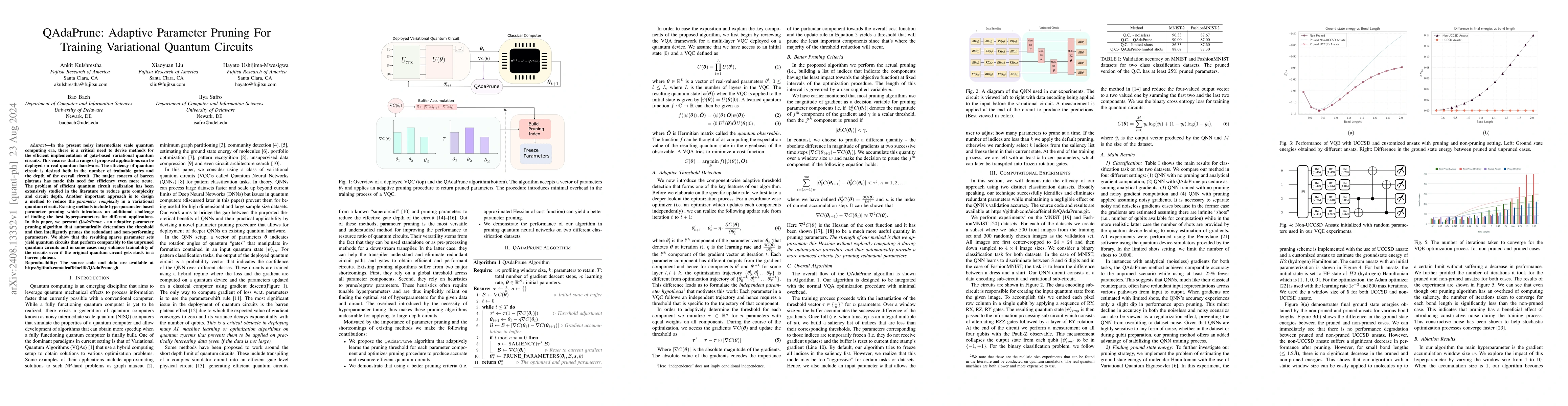 Thumbnail for QAdaPrune: Adaptive Parameter Pruning For Training Variational Quantum
  Circuits