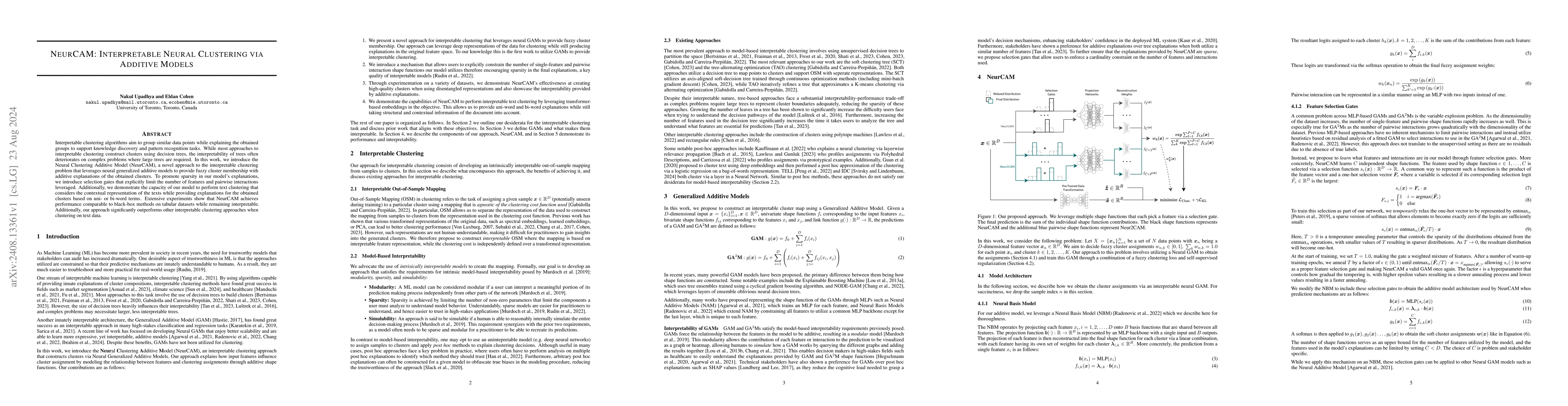 Thumbnail for NeurCAM: Interpretable Neural Clustering via Additive Models