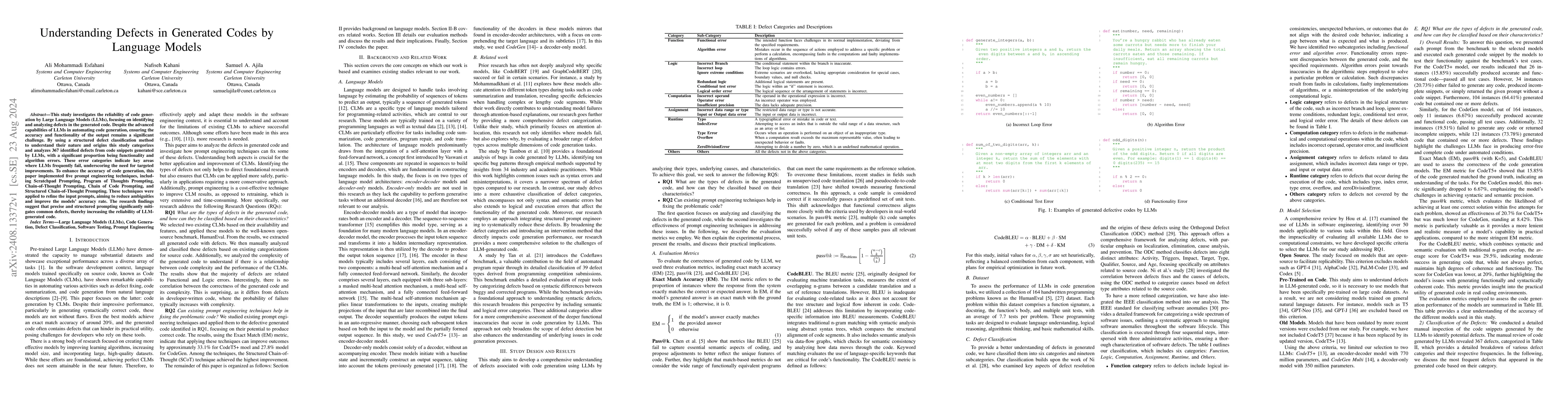 Thumbnail for Understanding Defects in Generated Codes by Language Models