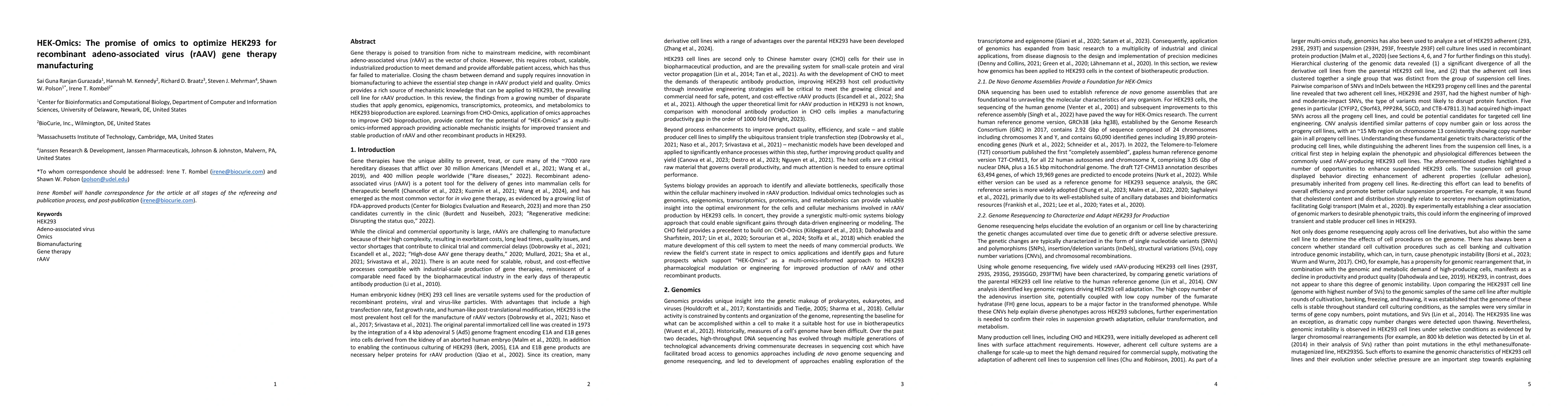 Thumbnail for HEK-Omics: The promise of omics to optimize HEK293 for recombinant
  adeno-associated virus (rAAV) gene therapy manufacturing