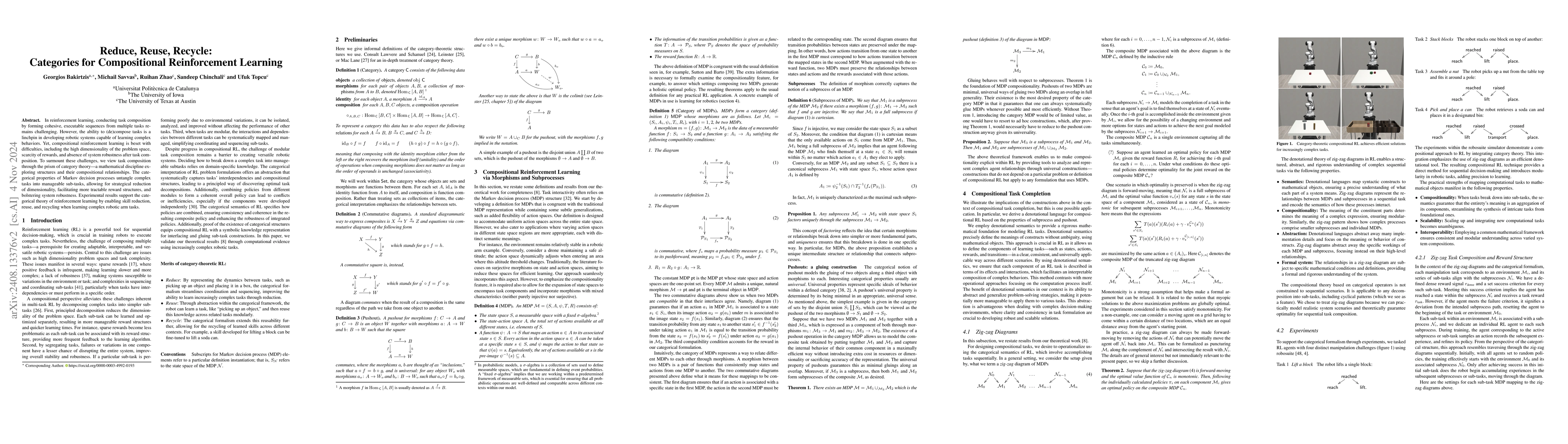 Thumbnail for Reduce, Reuse, Recycle: Categories for Compositional Reinforcement
  Learning