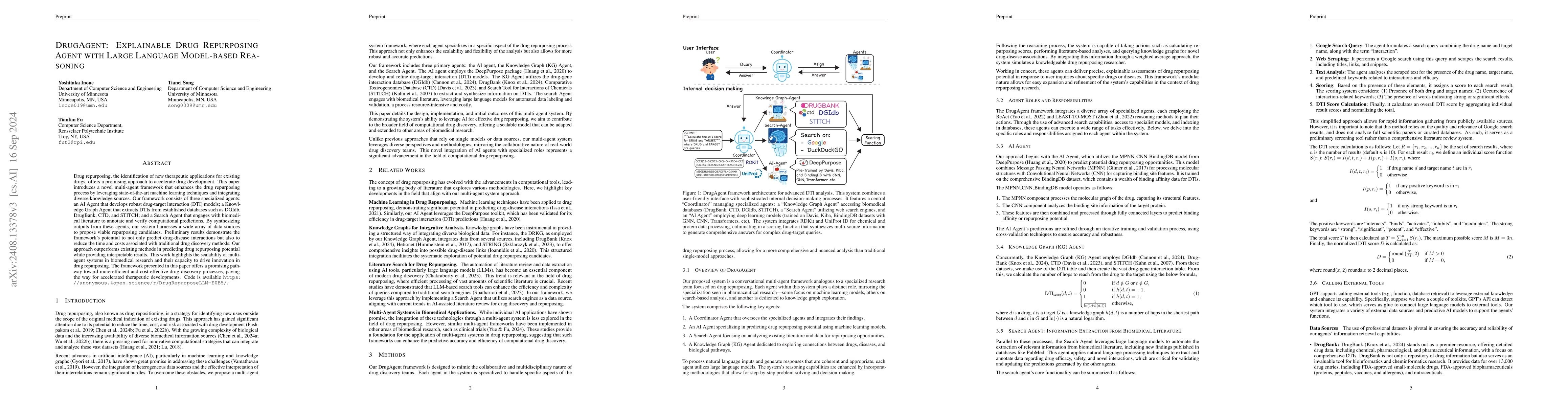 Thumbnail for DrugAgent: Explainable Drug Repurposing Agent with Large Language
  Model-based Reasoning