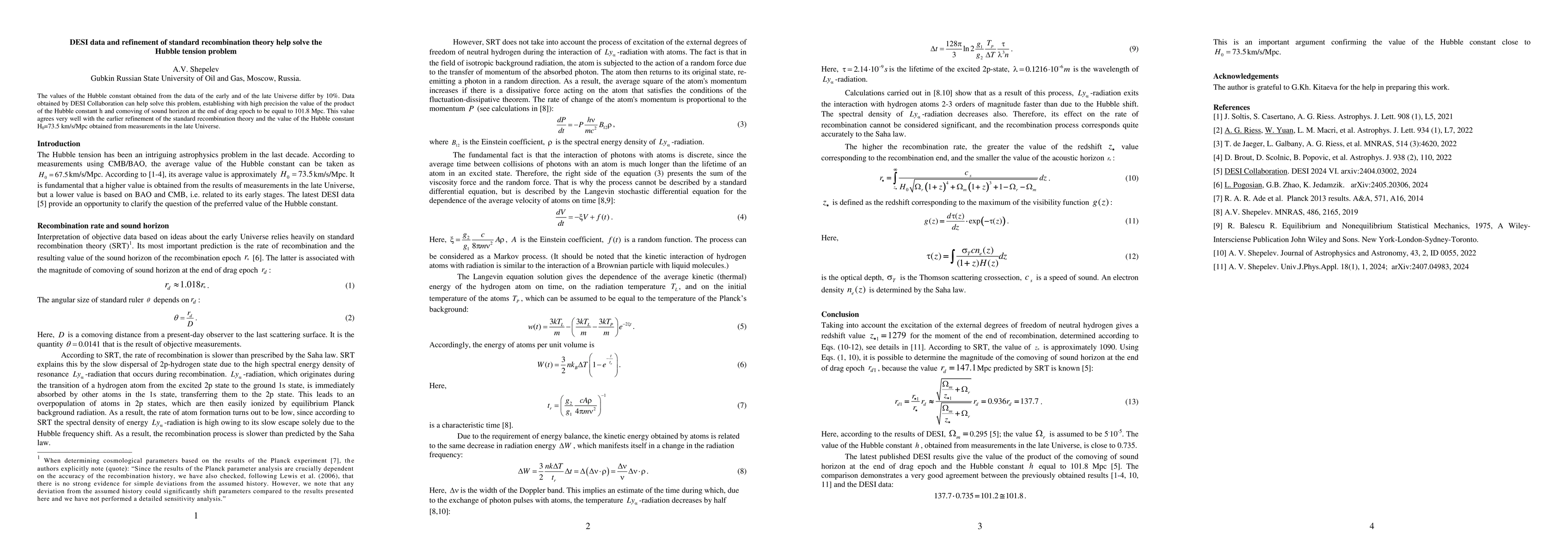 Thumbnail for DESI data and refinement of standard recombination theory help solve the
  Hubble tension problem