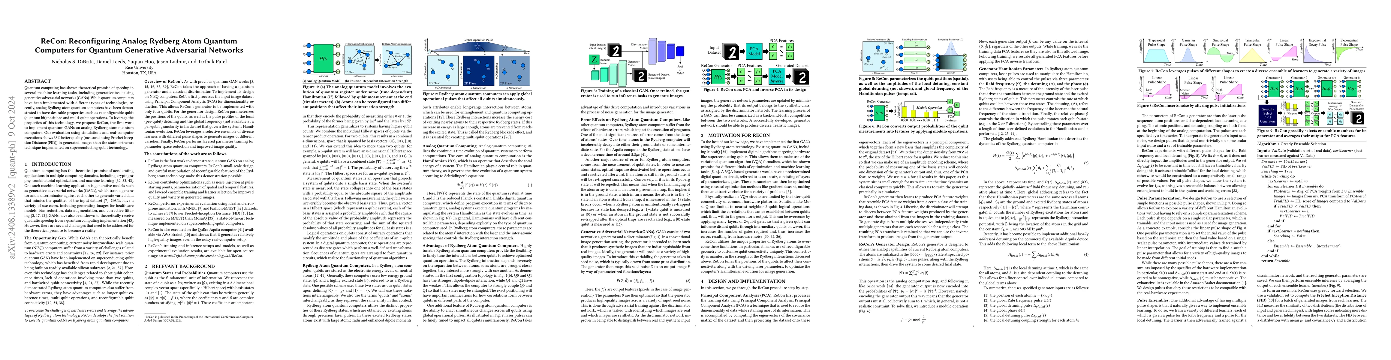 Thumbnail for ReCon: Reconfiguring Analog Rydberg Atom Quantum Computers for Quantum
  Generative Adversarial Networks