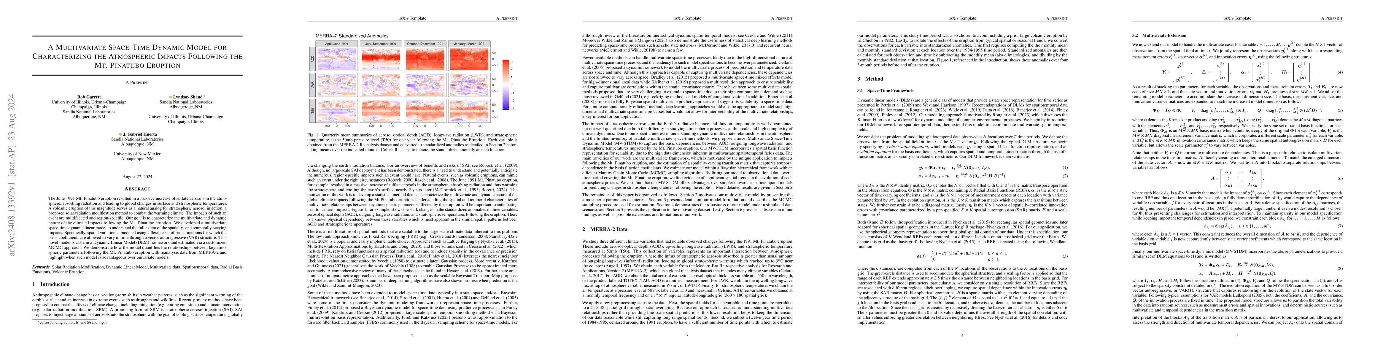 Thumbnail for A Multivariate Space-Time Dynamic Model for Characterizing the
  Atmospheric Impacts Following the Mt Pinatubo Eruptio