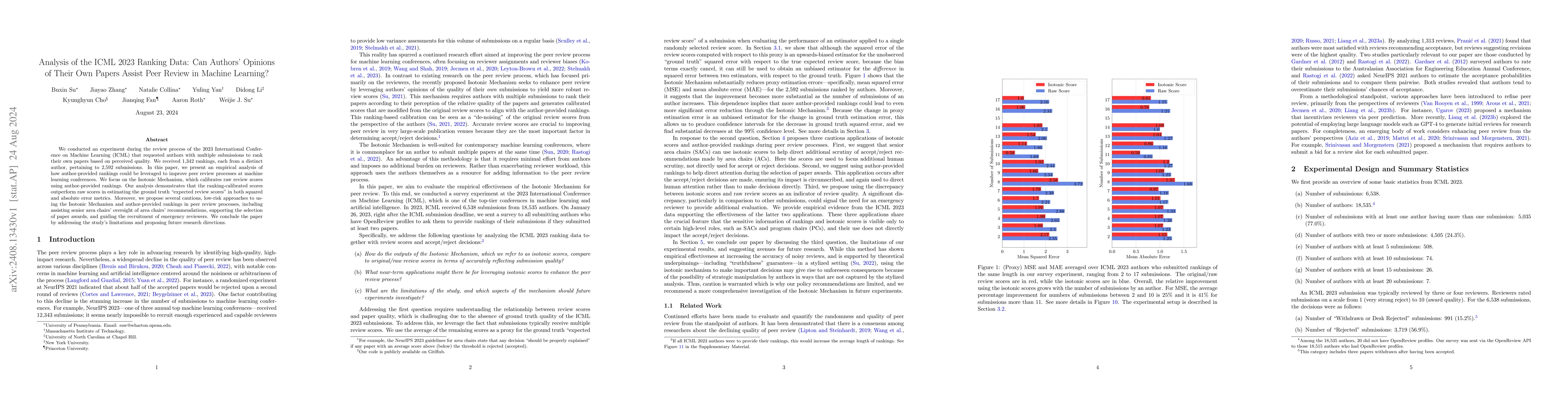 Thumbnail for Analysis of the ICML 2023 Ranking Data: Can Authors' Opinions of Their
  Own Papers Assist Peer Review in Machine Learning?