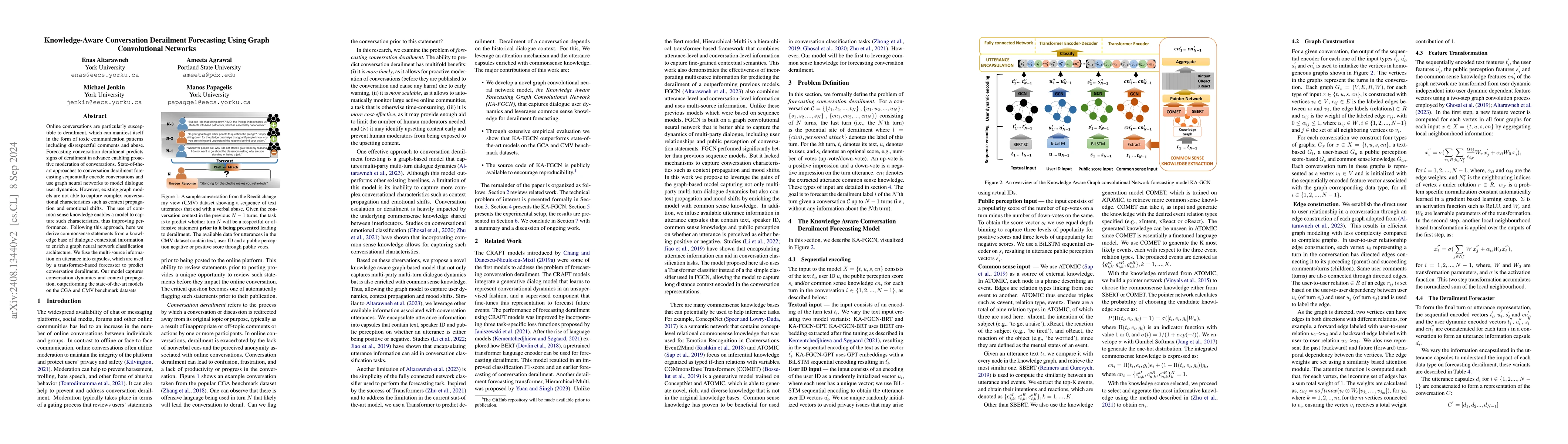 Thumbnail for Knowledge-Aware Conversation Derailment Forecasting Using Graph
  Convolutional Networks