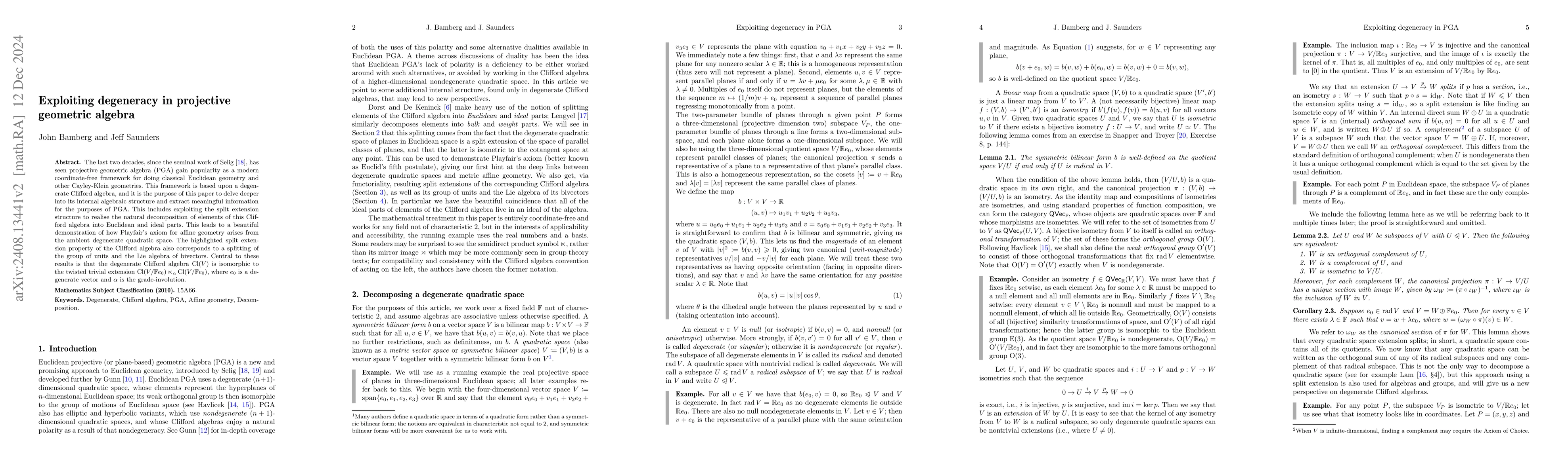 Thumbnail for Exploiting degeneracy in projective geometric algebra