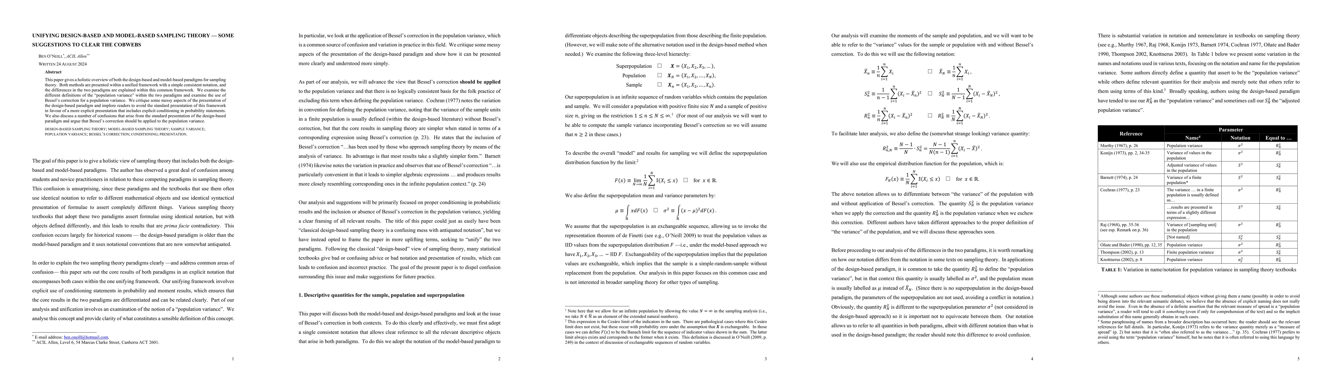 Thumbnail for Unifying design-based and model-based sampling theory -- some
  suggestions to clear the cobwebs