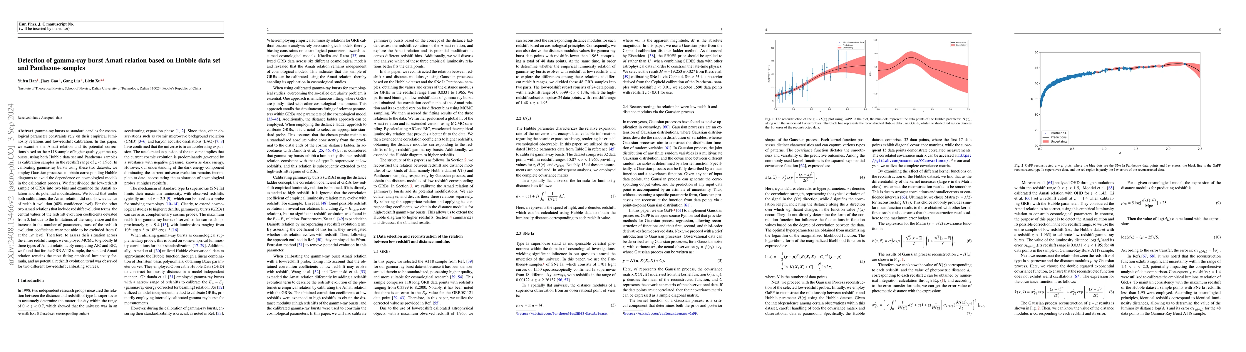 Thumbnail for Detection of gamma-ray burst Amati relation based on Hubble data set and
  Pantheon+ samples