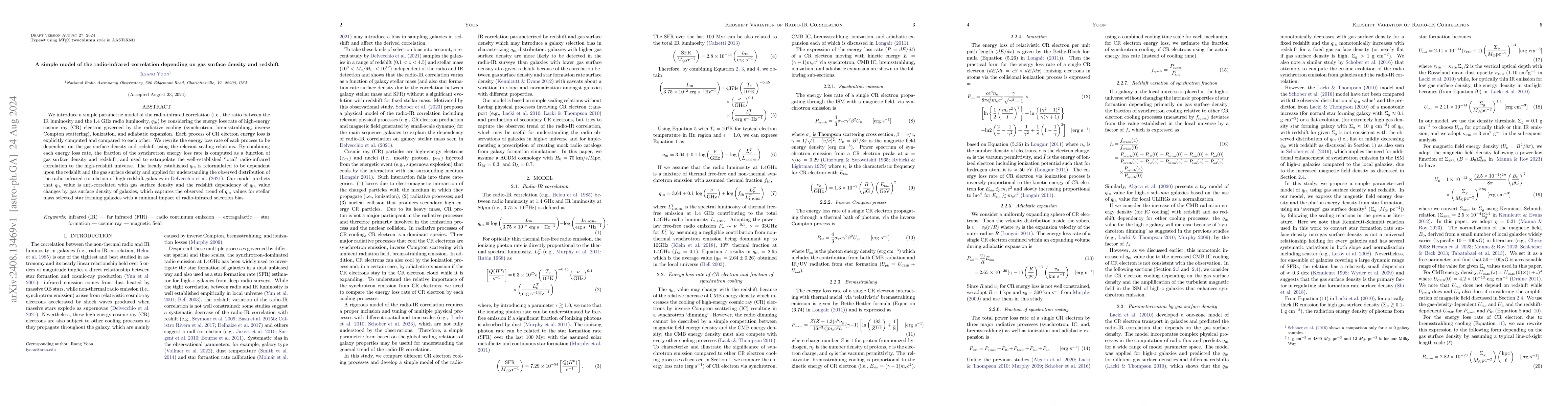Thumbnail for A simple model of the radio-infrared correlation depending on gas
  surface density and redshift