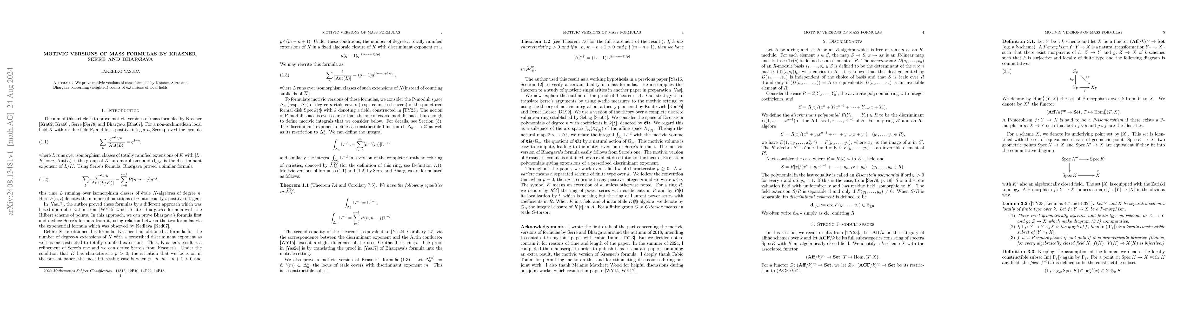 Thumbnail for Motivic versions of mass formulas by Krasner, Serre and Bhargava